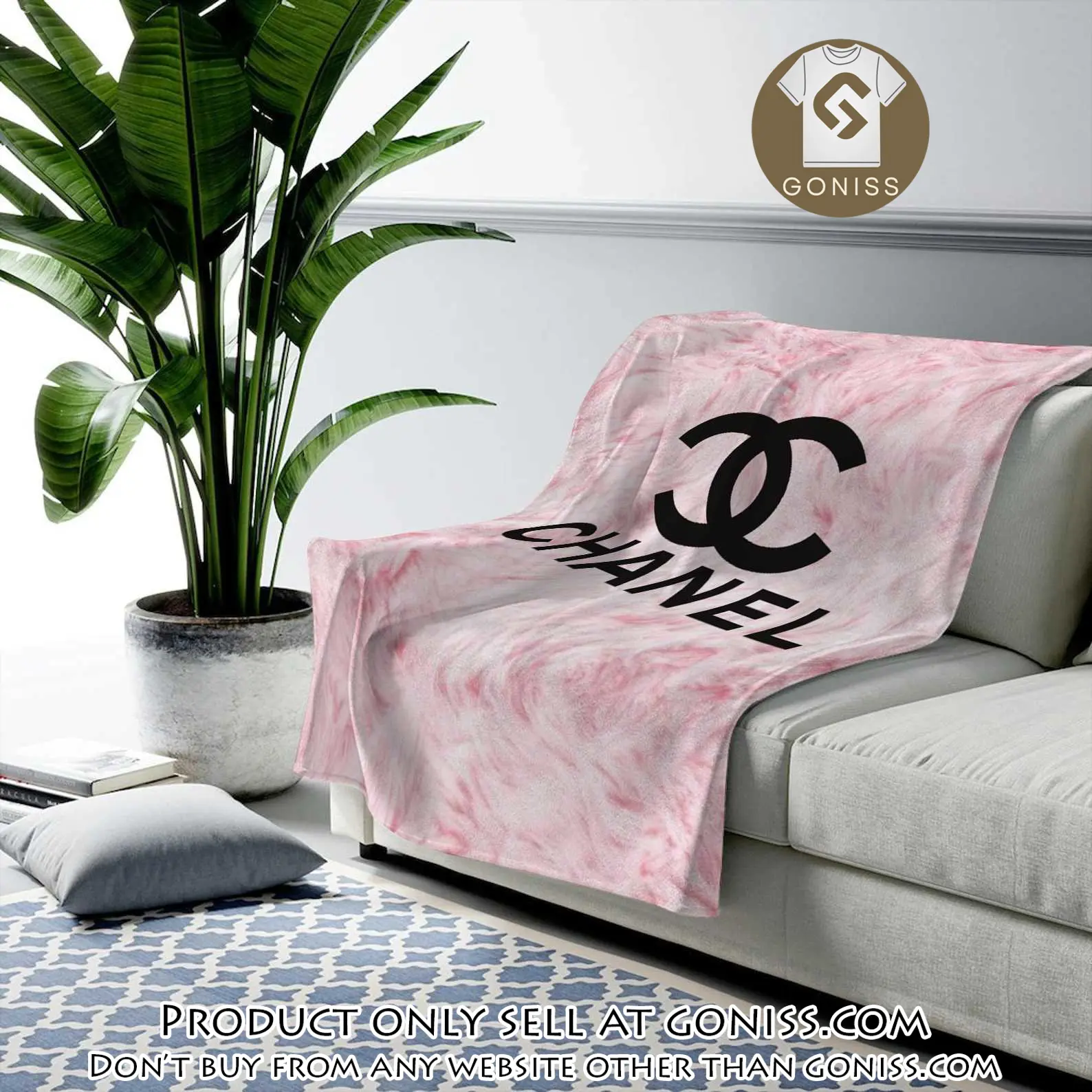 Chanel pinky fashion luxury brand premium blanket fleece home decor gn5453349